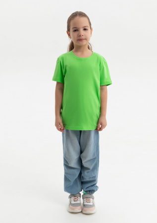 Ярко-зелёная детская футболка арт. 06U оверсайз кроя из 100% хлопка, 140 гр/м2, оптом | Мерч, униформа и текстиль для бизнеса photo-3