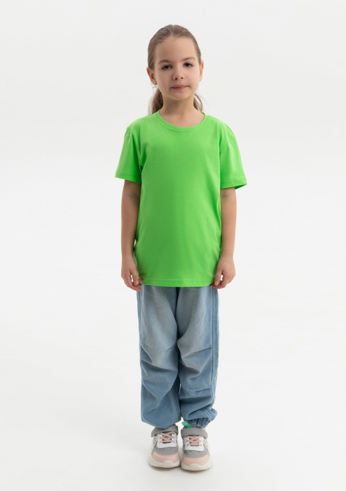 Ярко-зелёная детская футболка арт. 06U оверсайз кроя из 100% хлопка, 140 гр/м2, оптом | Мерч, униформа и текстиль для бизнеса фото-3