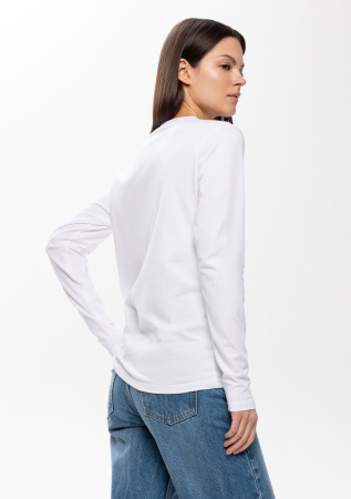 Белая футболка с длинными рукавами арт. 35 прямого кроя, из 100% хлопка, 140 гр/м2, оптом | Мерч, униформа и текстиль для бизнеса   photo-7