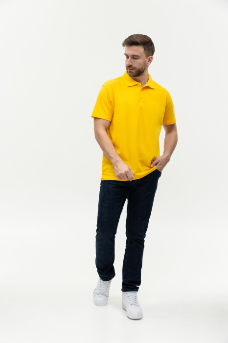Желтая рубашка поло арт. 04, 65% хлопок, 35% полиэстер, 185 гр/м2, оптом | Мерч, униформа и текстиль для бизнеса  фото-3
