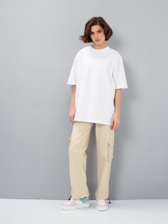 Белая футболка арт. 56 оверсайз кроя из 100% хлопка, 240 гр/м2, оптом | Мерч, униформа и текстиль для бизнеса  photo-10