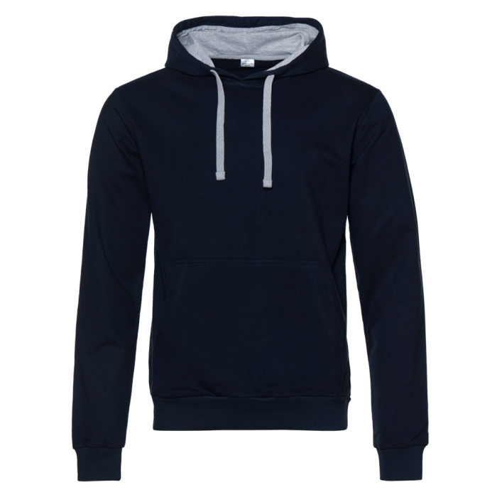 Темно-синее худи арт. 23 с контрастным капюшоном, футер без начеса 100% хлопок, 260 гр/м2 | Мерч, униформа и текстиль для бизнеса фото-0