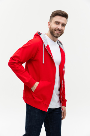 Толстовка мужская STAN с капюшоном на молнии футер без начёса 260, 61, Красный (14) | Мерч, униформа и текстиль для бизнеса photo-7