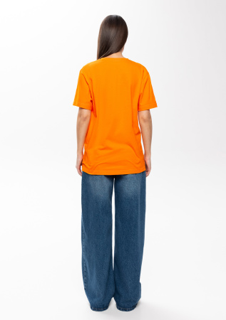 Оранжевая футболка арт. 02 прямого кроя из 100% хлопка, 160 гр/м2, оптом | Мерч, униформа и текстиль для бизнеса  photo-4