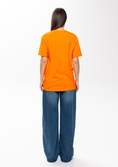 Оранжевая футболка арт. 02 прямого кроя из 100% хлопка, 160 гр/м2, оптом | Мерч, униформа и текстиль для бизнеса  фото-4