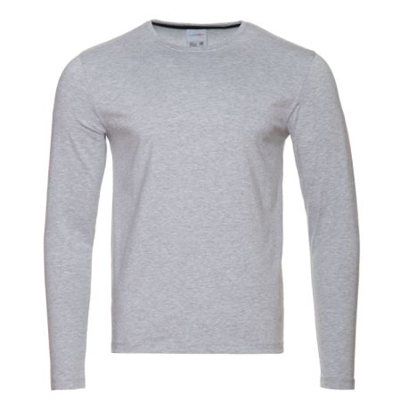 Серая футболка с длинными рукавами арт. 35 прямого кроя, из 100% хлопка, 140 гр/м2, оптом | Мерч, униформа и текстиль для бизнеса   photo-0