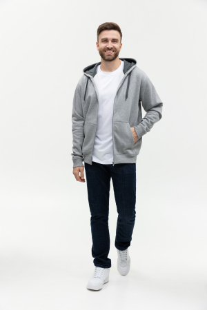Толстовка мужская STAN с капюшоном на молнии футер без начёса 260, 61, Серый меланж (50) | Мерч, униформа и текстиль для бизнеса photo-5