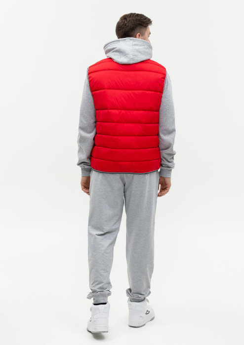 Красный однотонный утепленный жилет арт. 82 с контрастным кантом, 100% нейлон, оптом | Мерч, униформа и текстиль для бизнеса фото-3