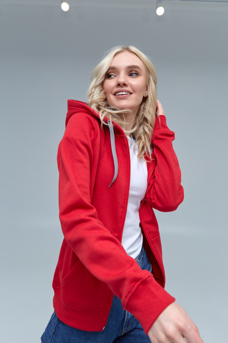 Женская красная толстовка STAN арт. 17W, футер с начесом, 60% хлопок 40% полиэстер, 280 гр/м2 — оптом | Мерч, униформа и текстиль для бизнеса фото-4