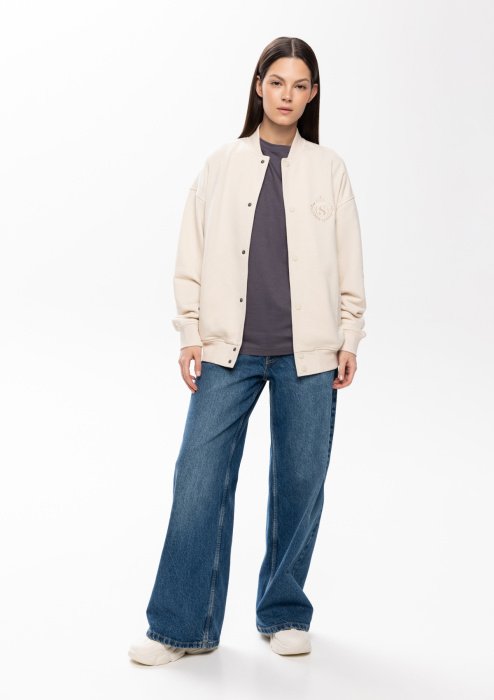 Молочный однотонный бомбер арт. 70, футер 3-нитка (70% хлопок, 30% эластан), оптом | Мерч, униформа и текстиль для бизнеса фото-4