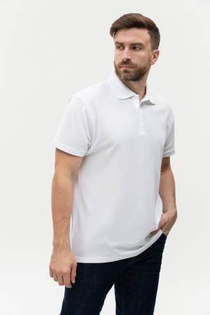 Белая рубашка поло арт. 04, 65% хлопок, 35% полиэстер, 185 гр/м2, оптом | Мерч, униформа и текстиль для бизнеса  photo-5