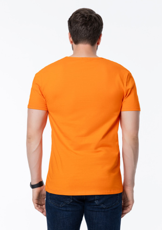Оранжевая футболка арт. 37 облегающего силуэта, 92% хлопок, 8% эластан, 180 гр/м2, оптом | Мерч, униформа и текстиль для бизнеса  photo-4