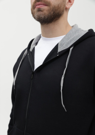 Толстовка  мужская STAN с капюшоном на молнии  футер с начёсом 280, 17, Чёрный (20) | Мерч, униформа и текстиль для бизнеса photo-9