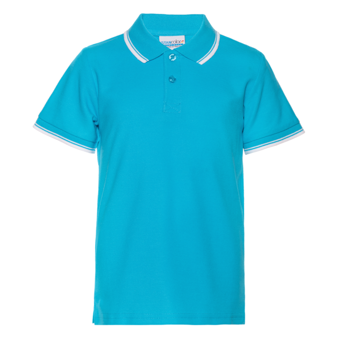 Детская бирюзовая рубашка поло арт. 04TJ, 80% хлопок, 20% полиэстер, 185 гр/м2, оптом | Мерч, униформа и текстиль для бизнеса  фото-0