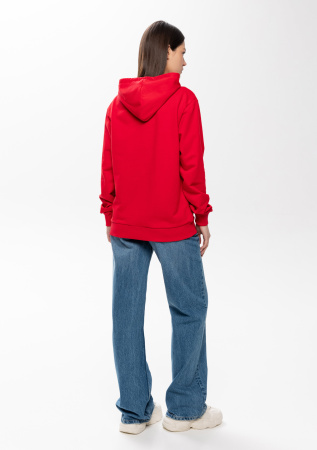 Красное худи арт. 23 с контрастным капюшоном, футер без начеса 100% хлопок, 260 гр/м2 | Мерч, униформа и текстиль для бизнеса photo-4