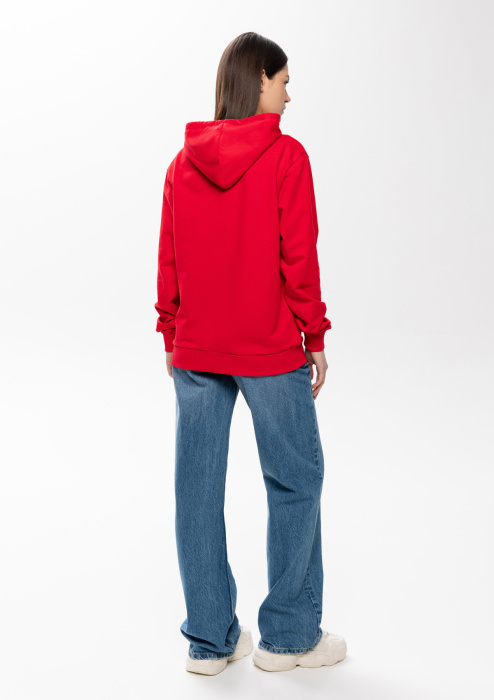Красное худи арт. 23 с контрастным капюшоном, футер без начеса 100% хлопок, 260 гр/м2 | Мерч, униформа и текстиль для бизнеса фото-4