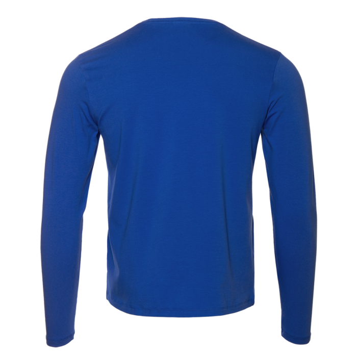Синяя футболка с длинными рукавами арт. 35 прямого кроя, состав 92% хлопок 8% эластан, 180 гр/м2, оптом | Мерч, униформа и текстиль для бизнеса  фото-1