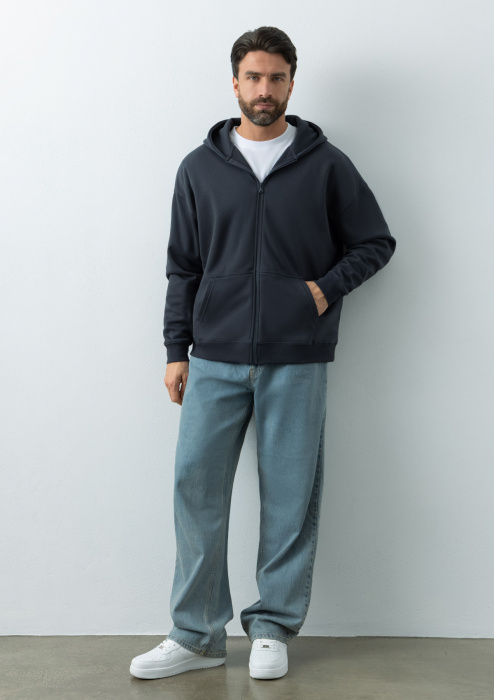 Толстовка оверсайз кроя арт. 100 из 100% хлопка (верх) и 100% полиэстера (подклад), 320 гр/м2, оптом | Мерч, униформа и текстиль для бизнеса  фото-2