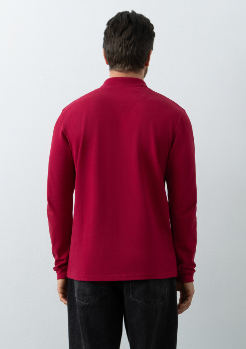 Рубашка поло унисекс STAN длинный рукав хлопок/полиэстер 185, 104S, Бордовый (66) | Мерч, униформа и текстиль для бизнеса фото-4