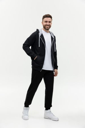 Толстовка мужская STAN с капюшоном на молнии футер без начёса 260, 61, Чёрный (20) | Мерч, униформа и текстиль для бизнеса photo-5