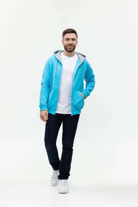 Толстовка мужская STAN с капюшоном на молнии футер без начёса 260, 61, Бирюзовый (32) | Мерч, униформа и текстиль для бизнеса фото-4