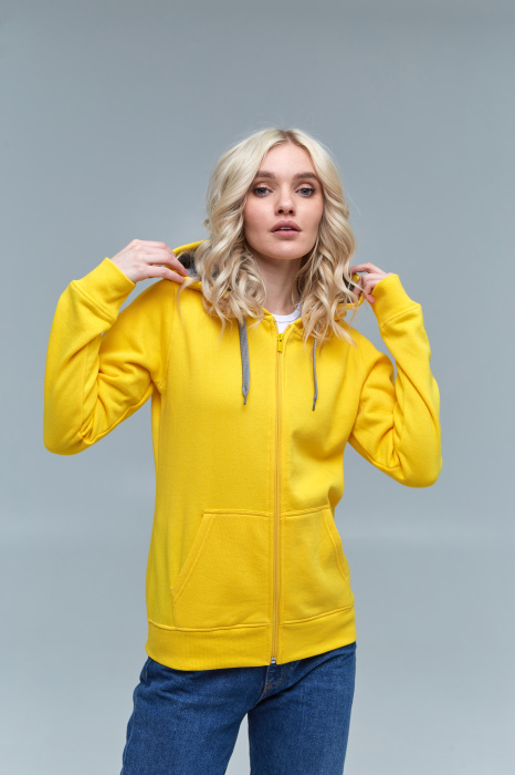 Женская желтая толстовка STAN арт. 17W, футер с начесом, 60% хлопок 40% полиэстер, 280 гр/м2 — оптом | Мерч, униформа и текстиль для бизнеса фото-3