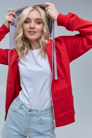 Женская красная толстовка STAN арт. 61W, футер без начеса, 92% хлопок 8% эластан, 260 гр/м2 | Мерч, униформа и текстиль для бизнеса photo-5