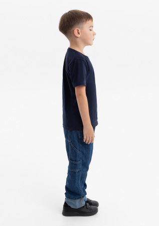 Тёмно-синяя детская футболка арт. 06U оверсайз кроя из 100% хлопка, 140 гр/м2, оптом | Мерч, униформа и текстиль для бизнеса photo-6