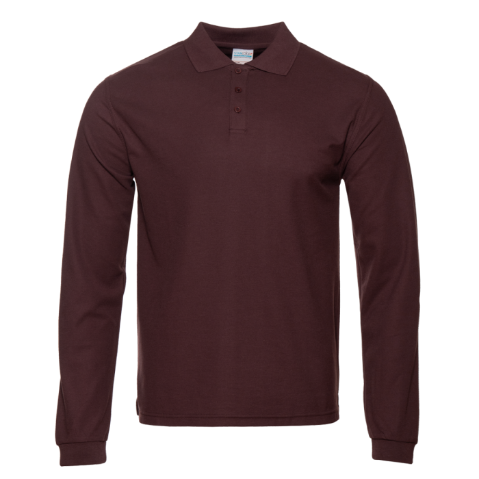 Коричневая рубашка поло с длинным рукавом арт. 04S, 65% хлопок, 35% полиэстер, 185 гр/м2, оптом | Мерч, униформа и текстиль для бизнеса  фото-0