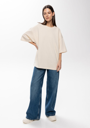 Молочная футболка арт. 40 оверсайз кроя, состав 65% хлопок 35% полиэстер, 260 гр/м2, оптом| Мерч, униформа и текстиль для бизнеса   photo-5