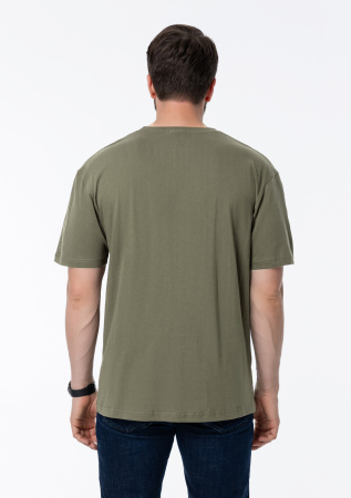 Футболка арт. 02 цвета оливковый хаки прямого кроя из 100% хлопка, 160 гр/м2, оптом | Мерч, униформа и текстиль для бизнеса  photo-5