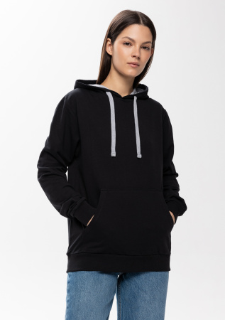 Черное худи арт. 23 с контрастным капюшоном, футер без начеса 100% хлопок, 260 гр/м2 | Мерч, униформа и текстиль для бизнеса photo-5