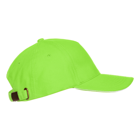 Ярко-зеленая бейсболка с кантом арт. 11K, 5 клиньев, 100% хлопок, 280 гр/м2, оптом | Мерч, униформа и текстиль для бизнеса  photo-2