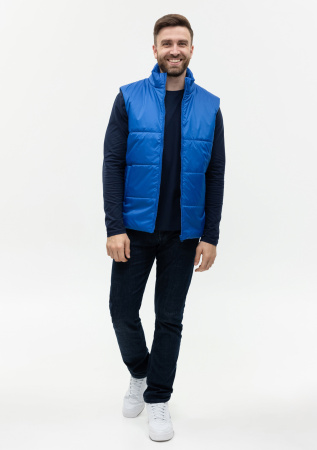 Синий однотонный утепленный жилет арт. 84, 100% нейлон, оптом | Мерч, униформа и текстиль для бизнеса photo-3