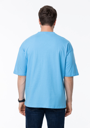 Голубая футболка арт. 39 оверсайз кроя, из 100% хлопка, 140 гр/м2, оптом | Мерч, униформа и текстиль для бизнеса   photo-6