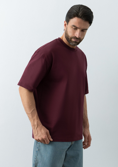 Футболка унисекс оверсайз STAN хлопок  260, 156, Бордовый (661) фото-4