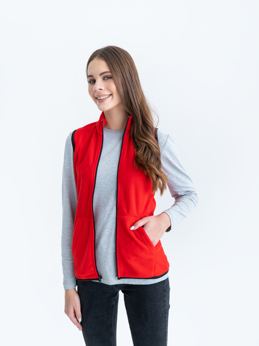 Красный однотонный женский жилет арт. 28WN, микрофлис 200 гр/м2, оптом | Мерч, униформа и текстиль для бизнеса фото-2