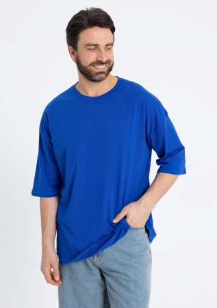 Синяя футболка арт. 39 оверсайз кроя, из 100% хлопка, 140 гр/м2, оптом | Мерч, униформа и текстиль для бизнеса   photo-7