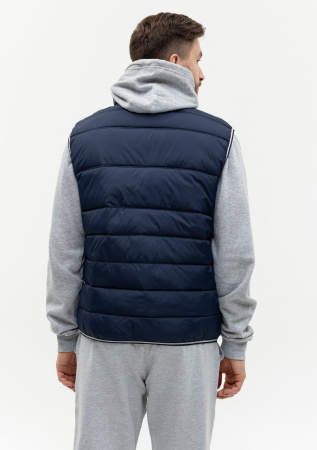 Темно-синий однотонный утепленный жилет арт. 82 с контрастным кантом, 100% нейлон, оптом | Мерч, униформа и текстиль для бизнеса photo-5