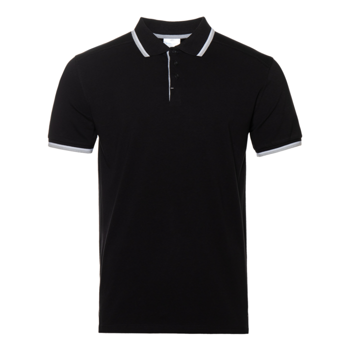 Черная рубашка поло арт. 05 прямого кроя, 92% хлопок, 8% эластан, 200 гр/м2, оптом | Мерч, униформа и текстиль для бизнеса  фото-0