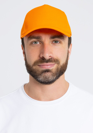 Оранжевая бейсболка арт. 01, 5 клиньев из 100% хлопка, 330 гр/м2, оптом | Мерч, униформа и текстиль для бизнеса  photo-4