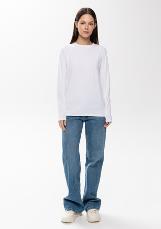 Белая футболка с длинными рукавами арт. 35 прямого кроя, из 100% хлопка, 140 гр/м2, оптом | Мерч, униформа и текстиль для бизнеса   photo-4