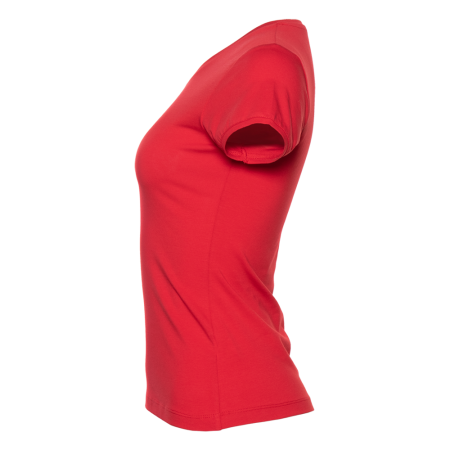 Женская красная футболка арт. 07U приталенного силуэта, 92% хлопок и 8% эластан, 180 гр/м2, оптом | Мерч, униформа и текстиль для бизнеса  photo-2