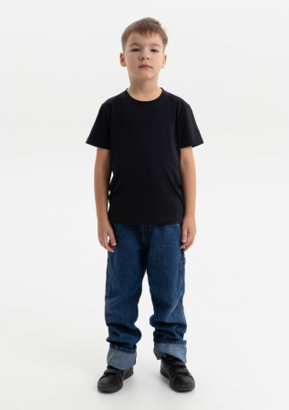 Чёрная детская футболка арт. 06U оверсайз кроя из 100% хлопка, 140 гр/м2, оптом | Мерч, униформа и текстиль для бизнеса photo-6