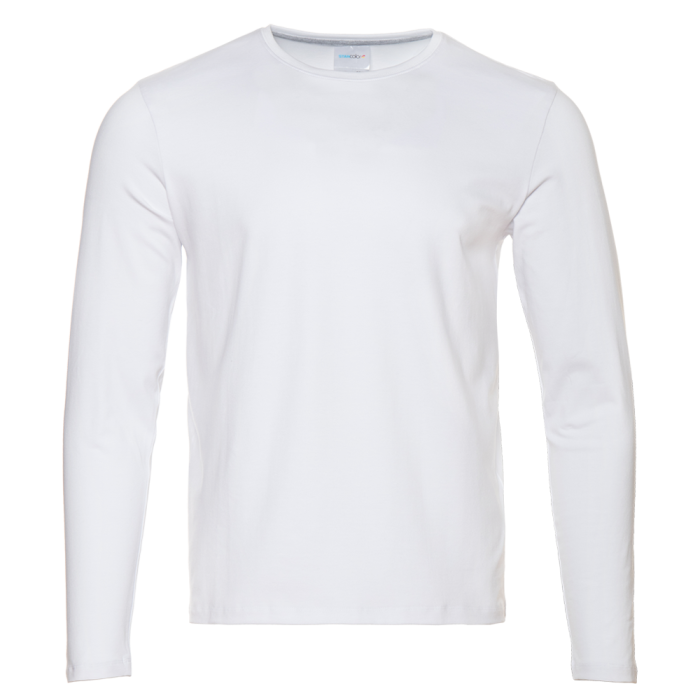 Белая футболка с длинными рукавами арт. 35 прямого кроя, состав 92% хлопок 8% эластан, 180 гр/м2, оптом | Мерч, униформа и текстиль для бизнеса фото-0