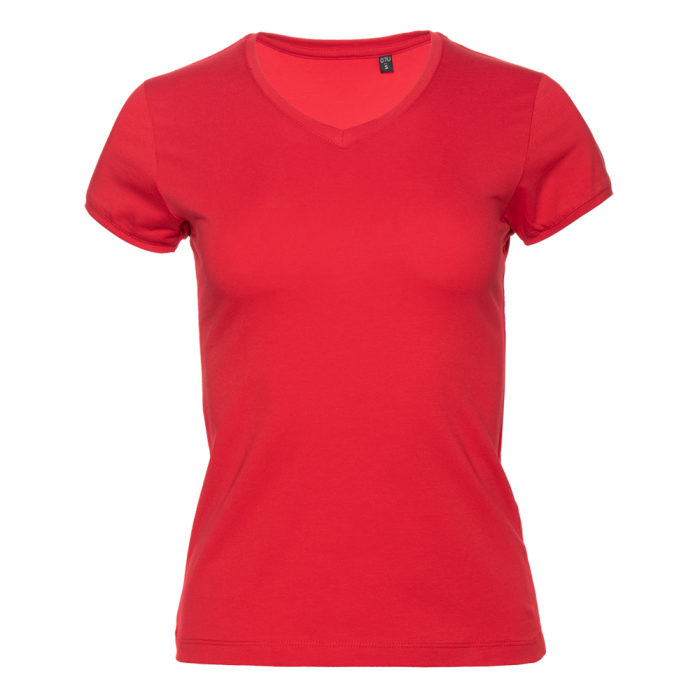 Женская красная футболка арт. 07U приталенного силуэта, 92% хлопок и 8% эластан, 180 гр/м2, оптом | Мерч, униформа и текстиль для бизнеса  фото-0