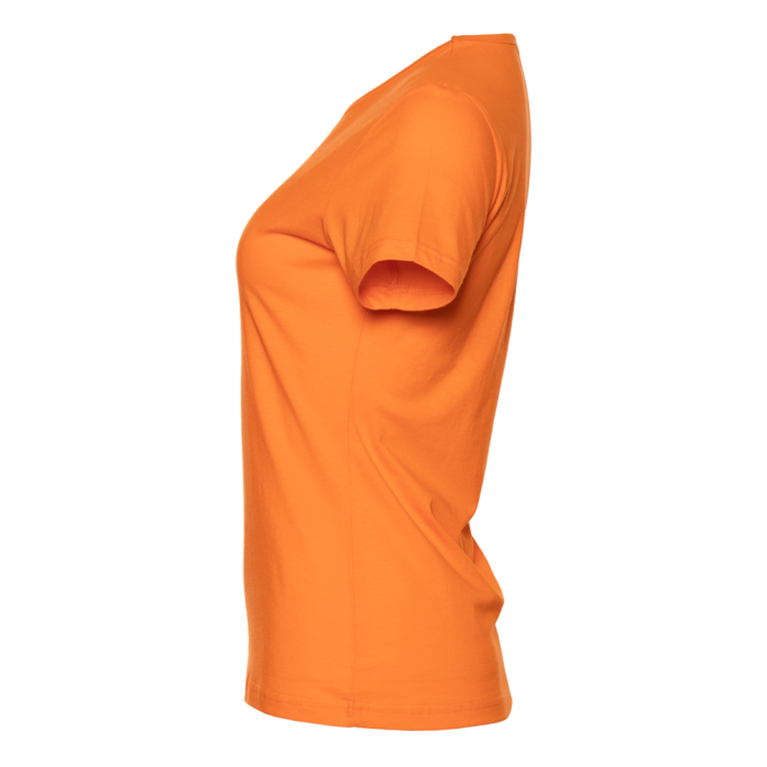 Женская оранжевая футболка арт. 02W приталенного силуэта из 100% хлопка, 150 гр/м2, оптом | Мерч, униформа и текстиль для бизнеса  фото-2