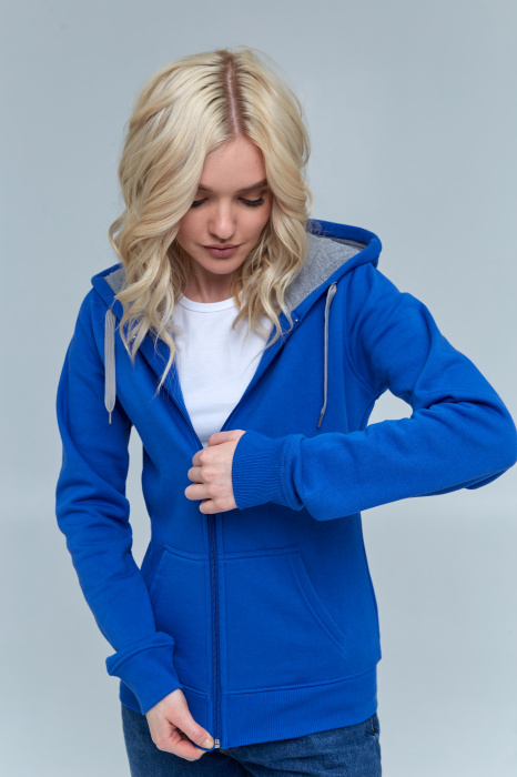 Женская синяя толстовка STAN арт. 17W, футер с начесом, 60% хлопок 40% полиэстер, 280 гр/м2 — оптом | Мерч, униформа и текстиль для бизнеса фото-3