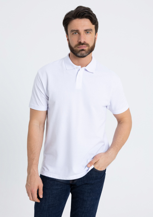 Белая рубашка поло арт. 04U из 100% хлопка, 185 гр/м2, оптом | Мерч, униформа и текстиль для бизнеса  фото-3