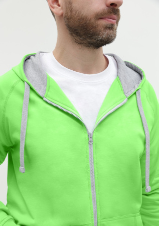 Толстовка мужская STAN с капюшоном на молнии футер без начёса 260, 61, Ярко-зелёный (26)  | Мерч, униформа и текстиль для бизнеса photo-10